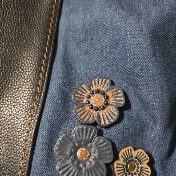 Coach Denim and Black Floral Crossbody Bag - Picture 3 of 15